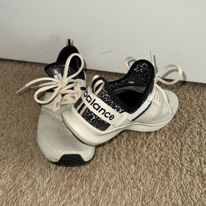 New Balance Womens White and Black Sneakers